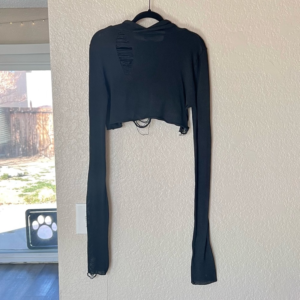 Hot Topic Distressed Crop Hoodie